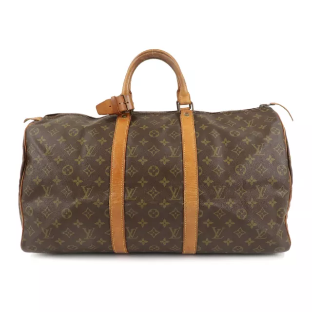 Auth Louis Vuitton Monogram Keep All 50 Boston Bag Old Style M41426 Used F/S