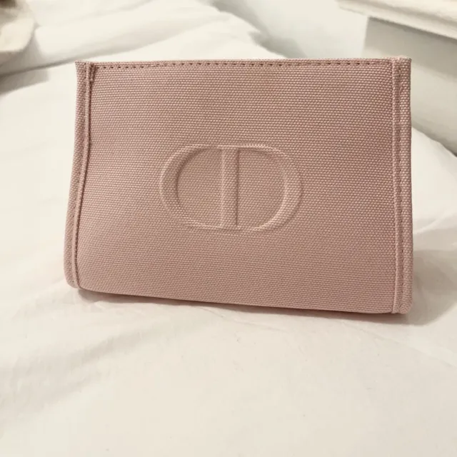 Christian Dior Pink CD Logo Cosmetic Bag, Pouch, Makeup Case, Clutch
