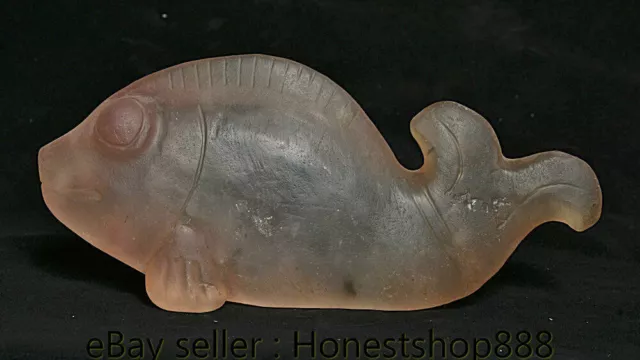 9.8 "Old China Hongshan Culture White Crystal Carved Animal Year Fish Statue