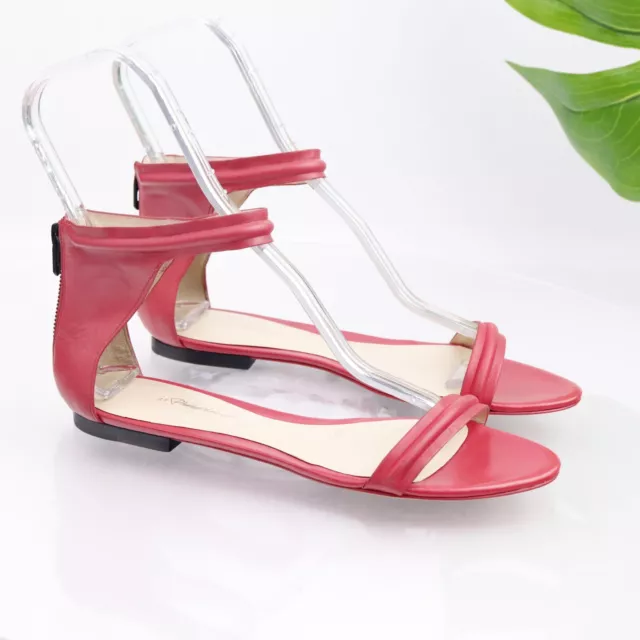 3.1 Phillip Lim Women's Martini Sandal Size 40 10 Flat Ankle Strap Red Raspberry 2