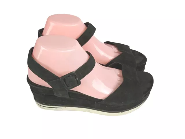 EILEEN FISHER Womens Shoes BECK Sport Sandals Black Suede Platform Sandals Sz 10