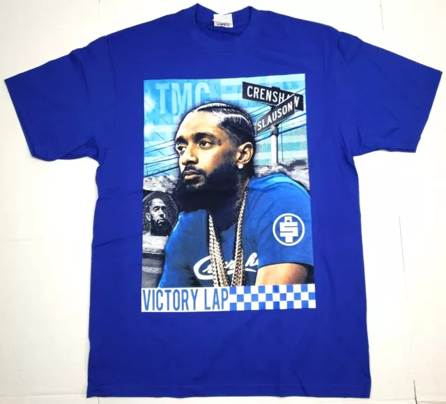 NIPSEY HUSSLE T-shirt Crenshaw Slauson Hip Hop Rap HU$$LE Men's Tee Blue New