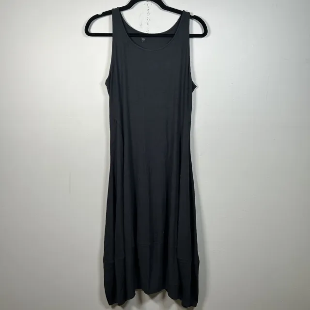 EILEEN FISHER STRETCH JERSEY KNIT SLEEVELESS LANTERN HEM DRESS SMALL Gray