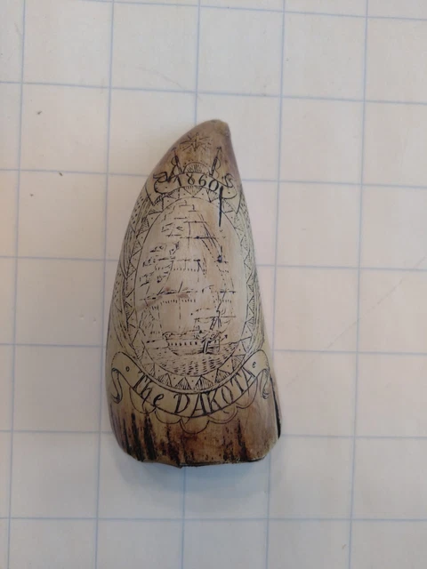 Vintage Decorative Collectible Reproduction Scrimshaw Replica The Dakota