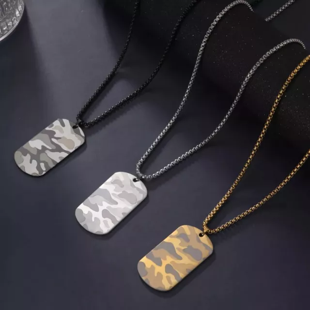 Halskette mit Dog Tag Anhänger Armee Geschenk Edelstahl Camouflage Herren DogTag