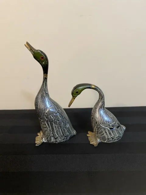 Mid Century Modern Style Brass Alloy Geese Duck Goose Figurines