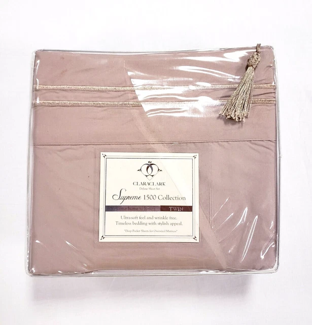 Juego de láminas de microfibra gemelas colección Clara Clark 1500 marrón/beige