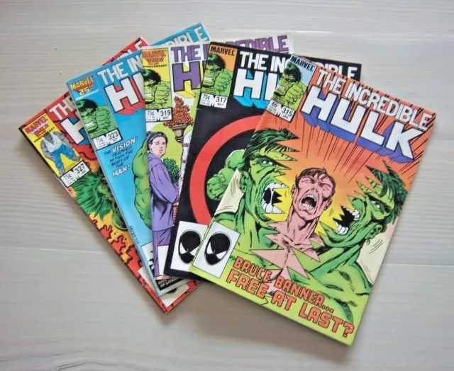 The Incredible Hulk Lot / 5 Comics 315 317 319 323 327 - Marvel - 1986-1987  MIK