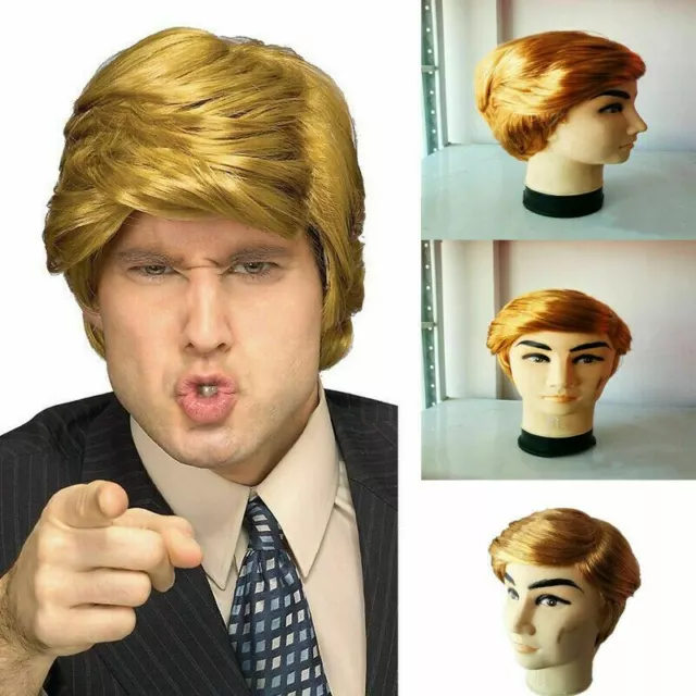 Donald Trump Gold Wig Costume Hair Cosplay for Halloween Costume Party Accessory