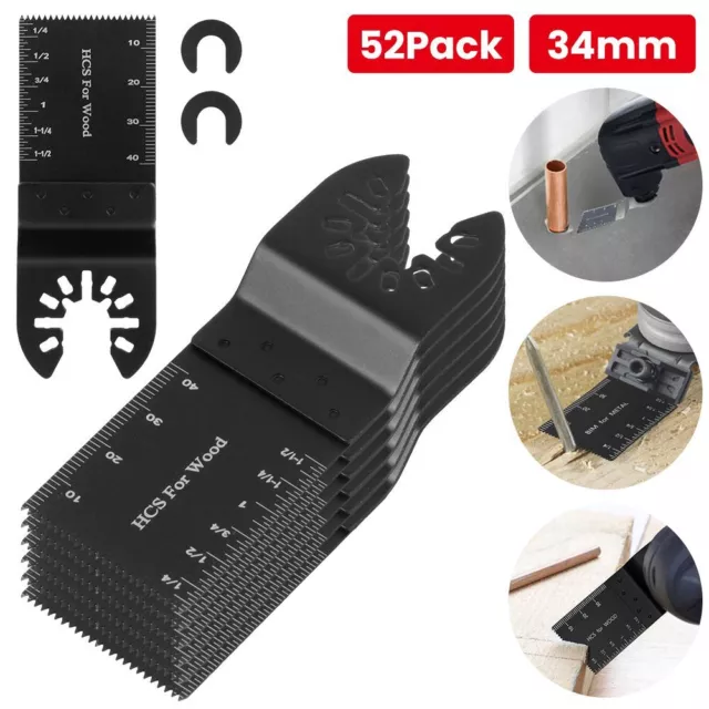 52 PCS Oscillating Multi Tool Blade Saw Blades Wood Metal Cutter For Dewalt Fein