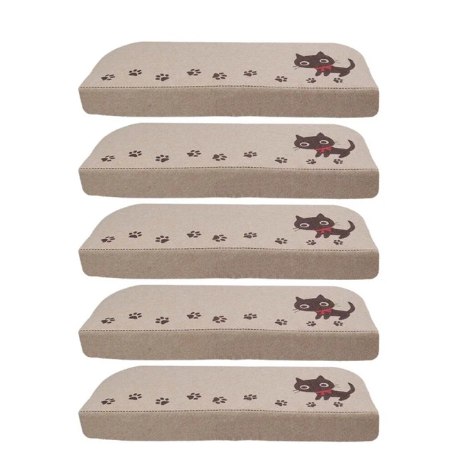 5 PIEZAS Patrón Gatito Escaleras Antideslizantes Alfombras Peleo Lavable