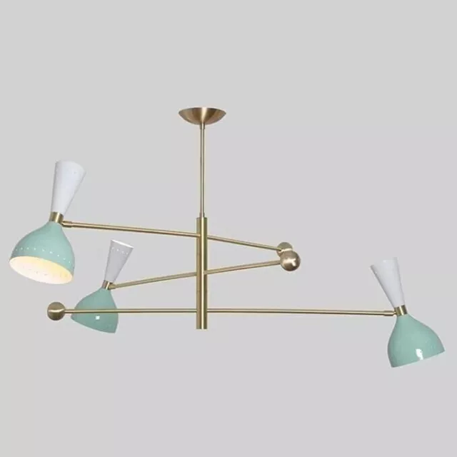 Stilnovo Italian Style 3 Arms 6 Lights Modern Brass Bespoke Chandelier - Both S