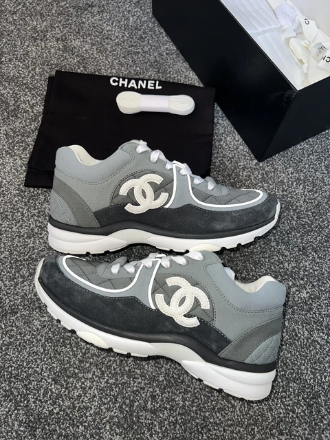 chanel triple white sneakers