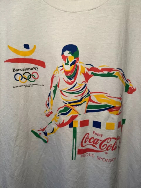Vintage Barcelona '92 T-Shirt Summer Olympics & Coca Cola Adult XL USA Made 3