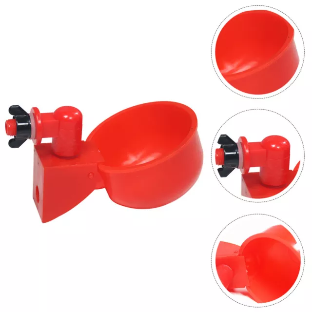 2 Pcs Red Plastic Automatic Drinking Bowl Bird Water Dispenser