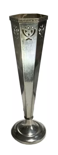 Sheffield of England 12oz Silver Vase Floral Filagree Stamped Tulip Trumpet