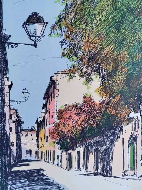 Aldo Riso Serigrafia Firmata Via Margutta arte figurativa paesaggio urbano casa