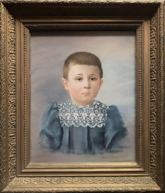 Portrait Miniature Ancien D'un Petit Garçon - Signé R. Viot, Occasion