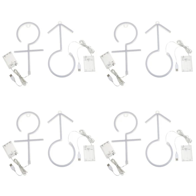 4 PACK BATHROOM Neon Sign Restroom Signs Nativity Decor Lights Battery