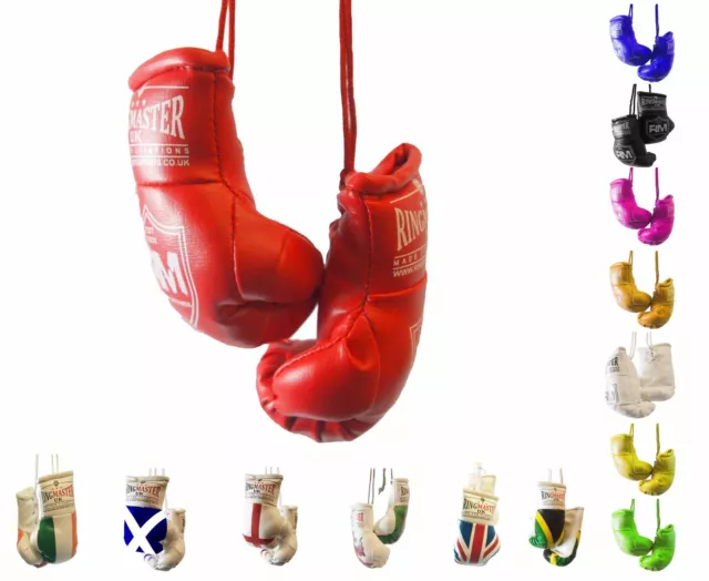 RingMaster Mini Boxing Gloves Car Hanger Van Rear Mirror Gift Flags