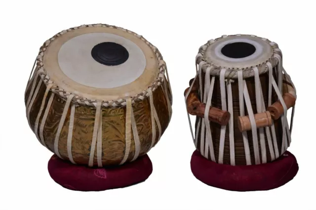 Tabla Drums Set Concert Hammered Brass  Bayan -Sheesham Wood Dayan With Bag