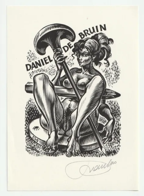 FRANK IVO VAN DAMME: erotisches Exlibris für Daniel de Bruin, Stichel