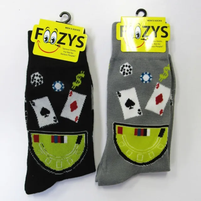 2 Pairs Men's Gambling Casino Roulette Poker Print Novelty Crew Socks Size 10-13