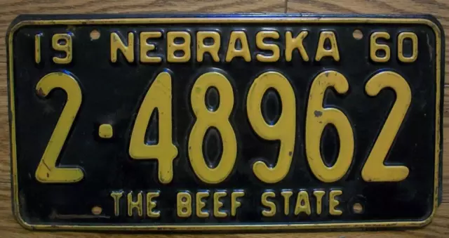 Single Nebraska License Plate - 1960 - 2-48962 - Lancaster County