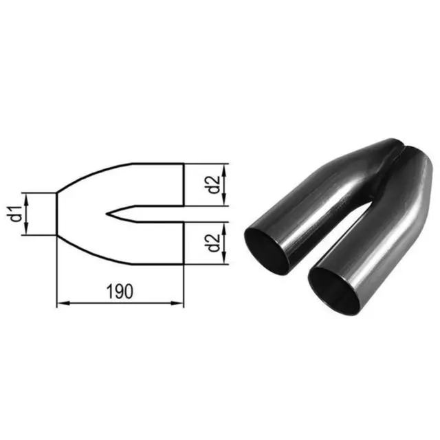 Y Stück Hose Verteiler Auspuff Edelstahl 45mm FOX UNI-EH45