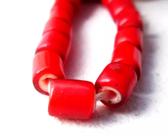 RARE! Antique Chin Hill Tribe White Heart Venetian Glass Trade Bead Necklace