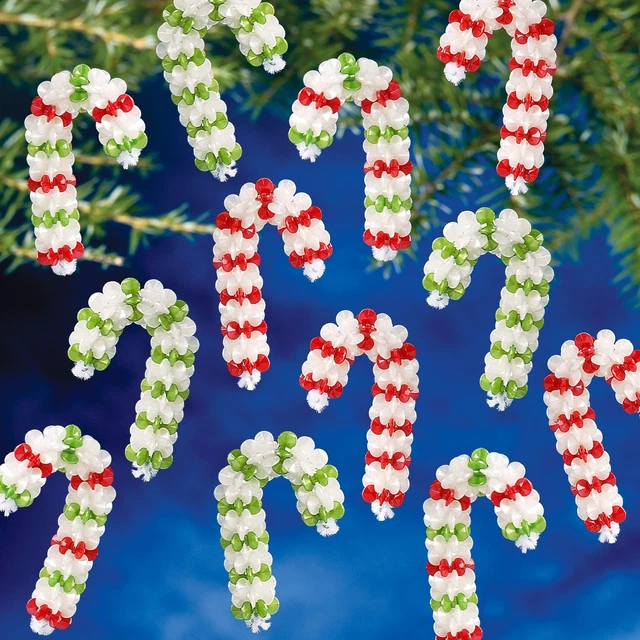 Kit de adorno con cuentas The Beadey Holiday - mini caña de caramelo de perlas 1""X1.75"" hace 24