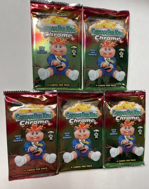 5 FOIL PACKS Topps 2020 GPK Garbage Pail Kids CHROME Series 3 Trading Card Set 2
