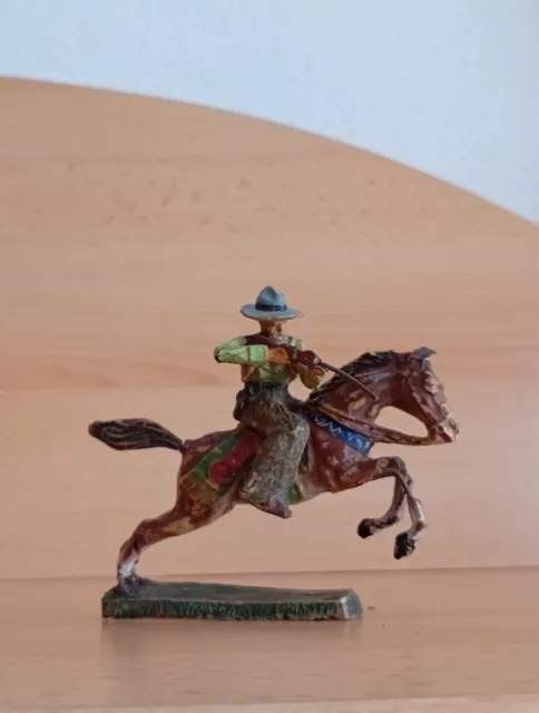 Elastolin Cowboy springendes Pferd mit Reiter Masse Figur Wild West Spielzeug 3
