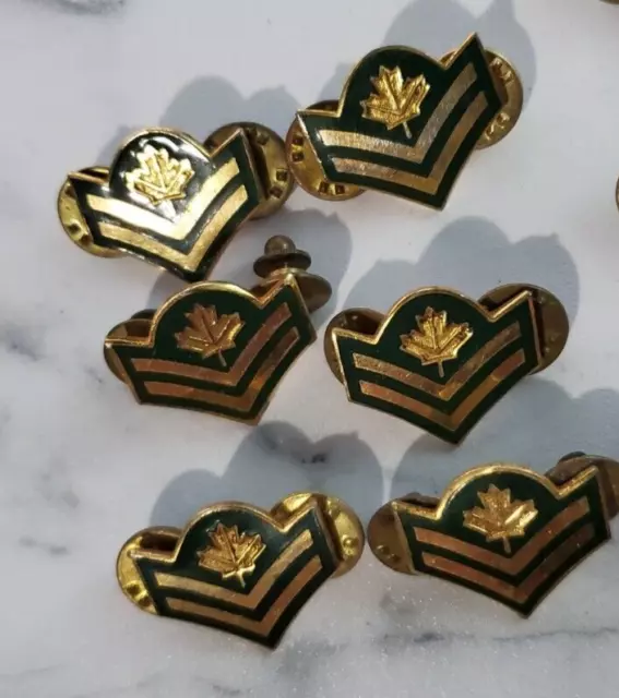 Canadian Military Forces Chevron Lapel Pin 8 Lot + Queens Crown 2