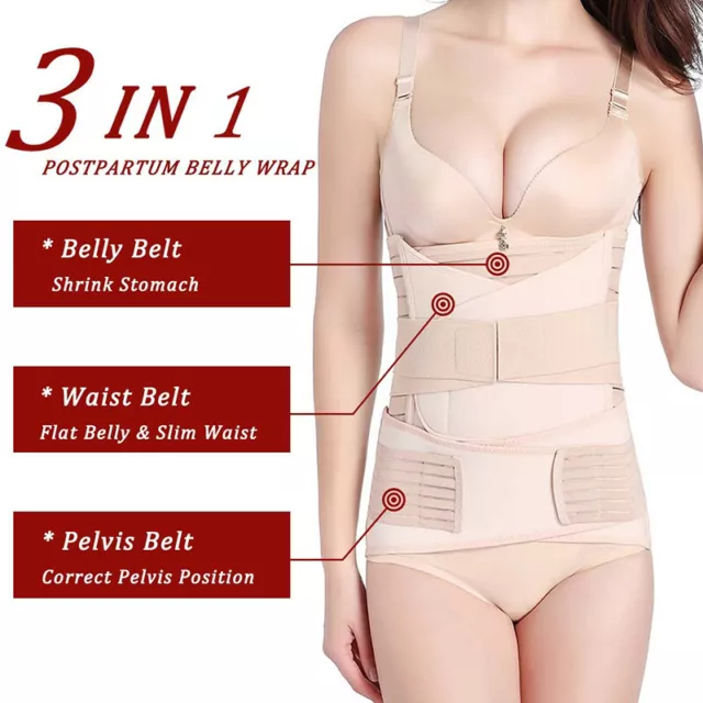 3 In 1 Postpartum Support Recovery Belly Wrap Girdle Support Band Belt Shaper UK