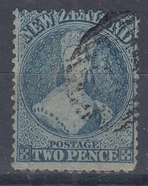 NEW ZEALAND 1862/64 QV FFQ 2d. DULL BLUE PERF 13 SG #72 USED (ID:061/D63344)