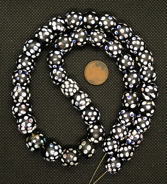 Perles Ancien Verre Murano Antique Fancy Skunk Dot Venetian African Trade Beads