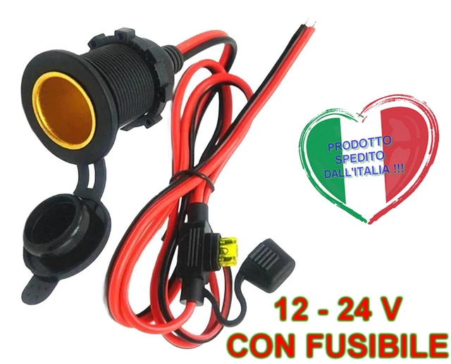 Presa Accendisigari Femmina A Clip Per Cavo - Adattatore Con Morsetti Per Batteria Auto - 3