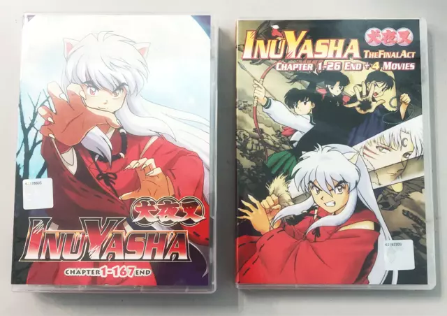 Anime Inuyasha Vol.1-167 End + Final Act Vol.1-26 End + 4 Movie Dvd English Dub