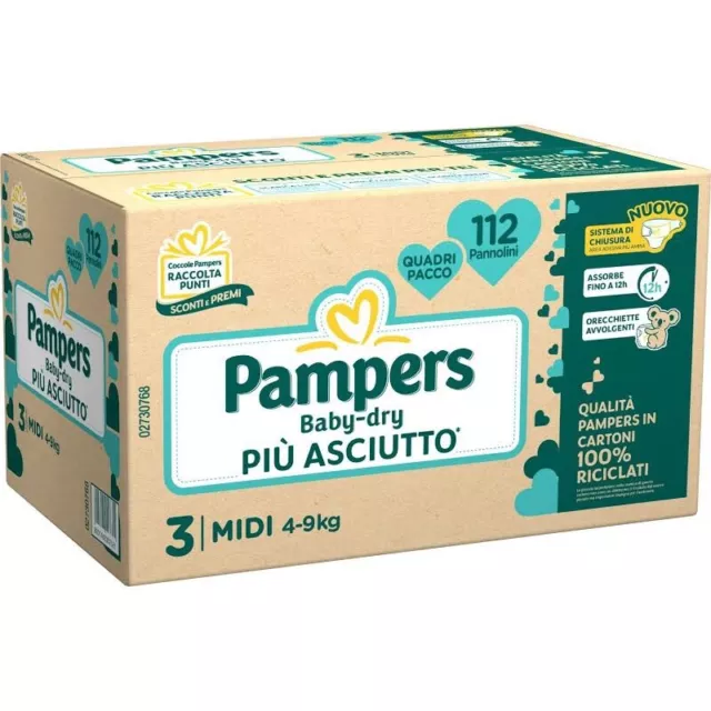 Pannolini Pampers Baby Dry Taglia 3 midi - MEGA PACK 112 PANNOLINI