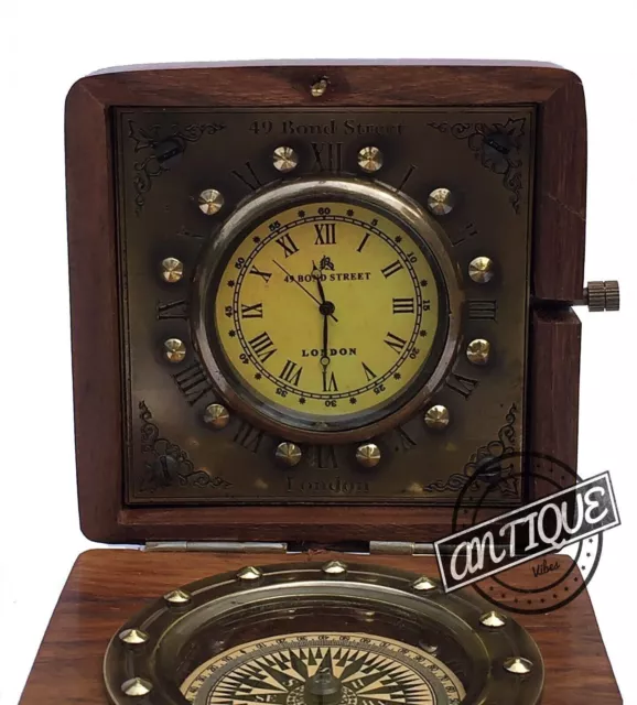 Antike Uhr Taschenuhr Messing Kompass Marine Nautische Tischuhr Tischdekoration.