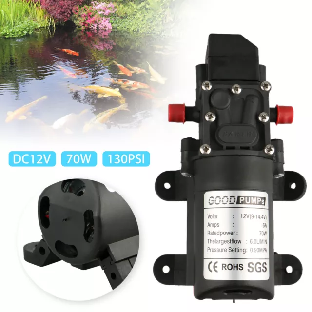 DC12V Water Pump 130PSI Self Priming Pump Diaphragm High Pressure RV Auto Switch