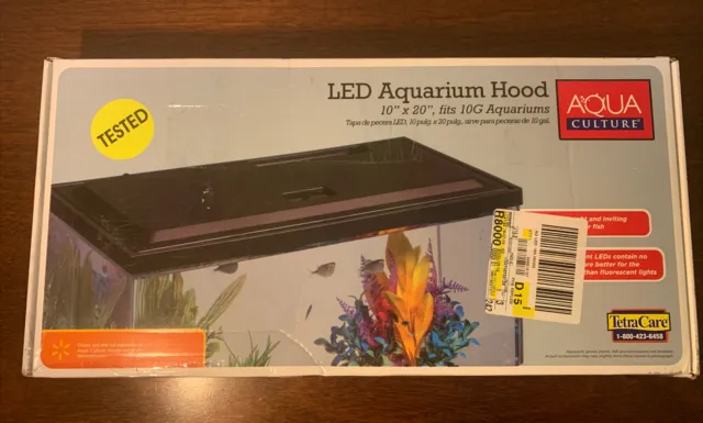 10 Gallon Aquarium Hood Fish Tank Top Lid With LED Light Integrated Cutouts NEW