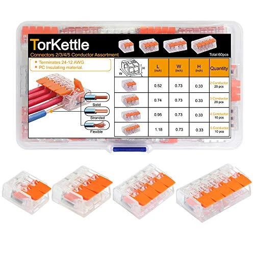 60PCS 2/3/4/5 Conductor Compact Splicing Wire Connectors Assortment Kits for