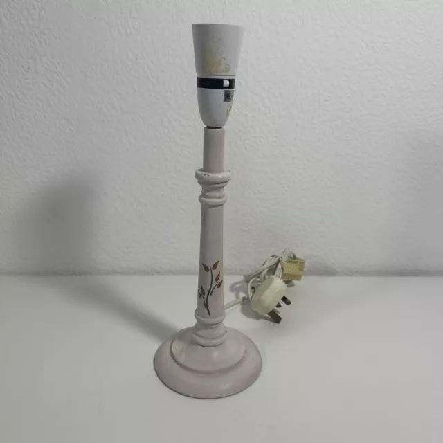 Vintage Wooden Candlestick Table Lamp Bedside Hand Painted Turned Wood 34cm