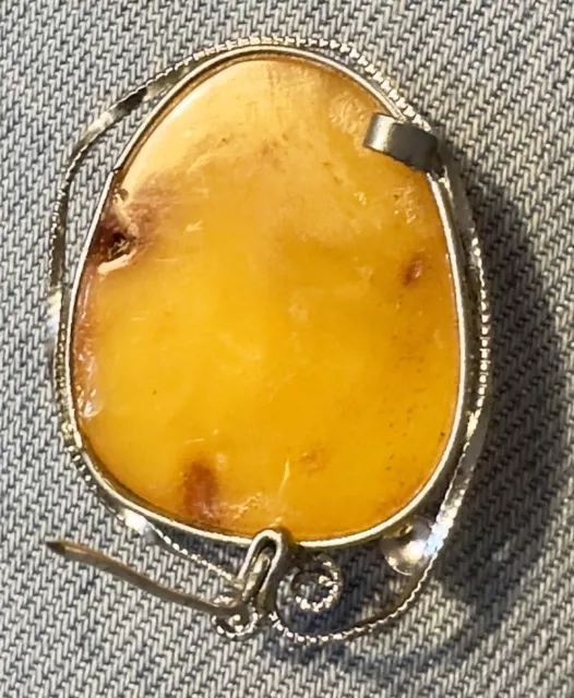 Schöne alte Brosche mit Bernstein Honigbernstein Egg Yolk Amber Schmuck 2