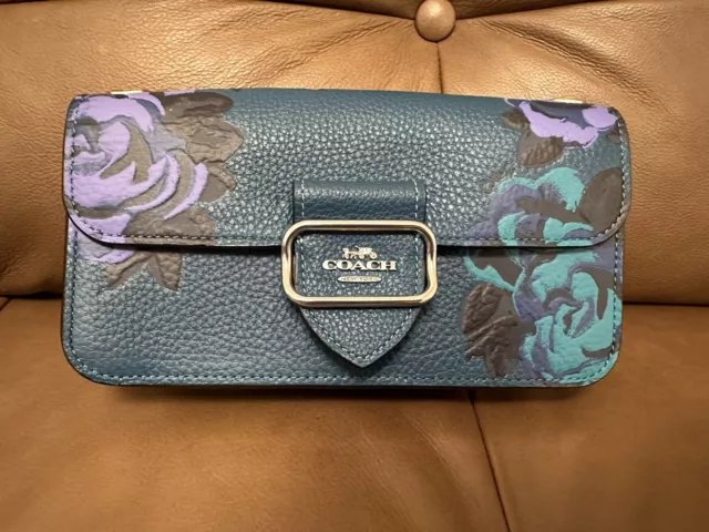 COACH Morgan Crossbody Jumbo Floral Print Leather Bag Deep Turquoise Multi CE667