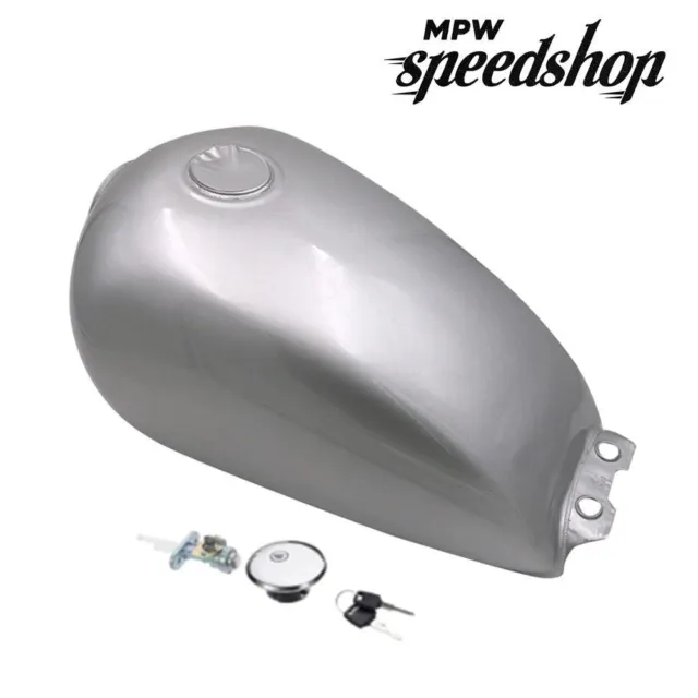 Motorrad Cafe Racer Kraftstofftank 9L/2G silber für Suzuki GN 125 94-01