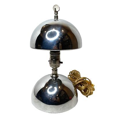Vintage Art Deco Style Lamp Table Atomic Space MCM Design Mushroom Metal Chrome 2
