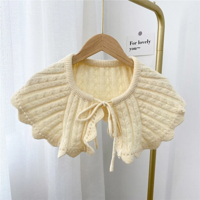 Loto foglia jacquard colletto falso maglia lana sciarpa ragazza
